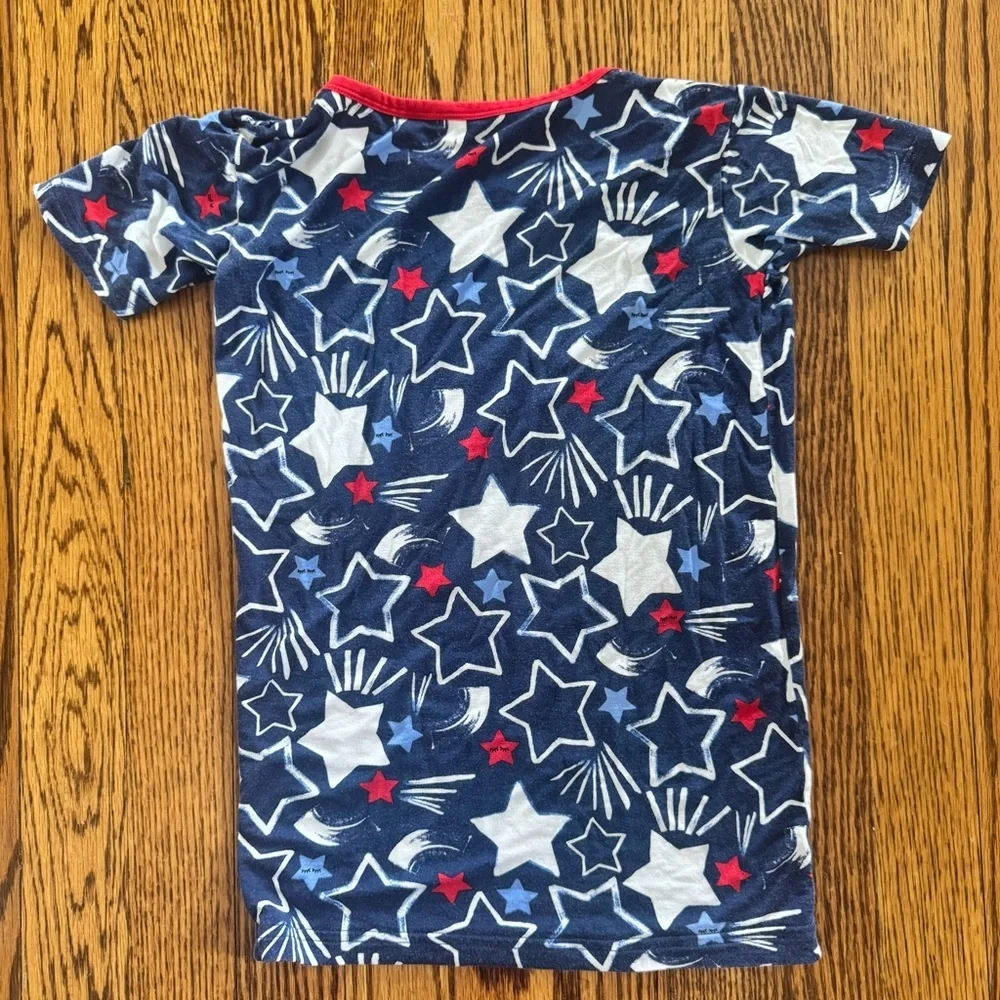 Little Sleepies Sz 9/10 Short Sleeve Bamboo Stars Firework Patriotic Top Only